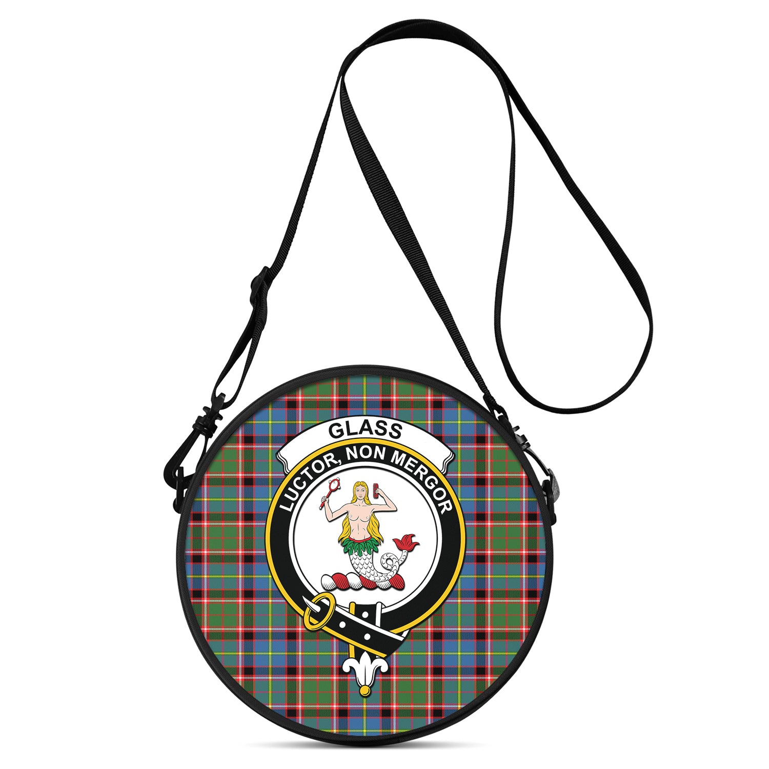 Glass Tartan Round Satchel Bags with Family Crest One Size 9*9*2.7 inch - Tartan Vibes Clothing
