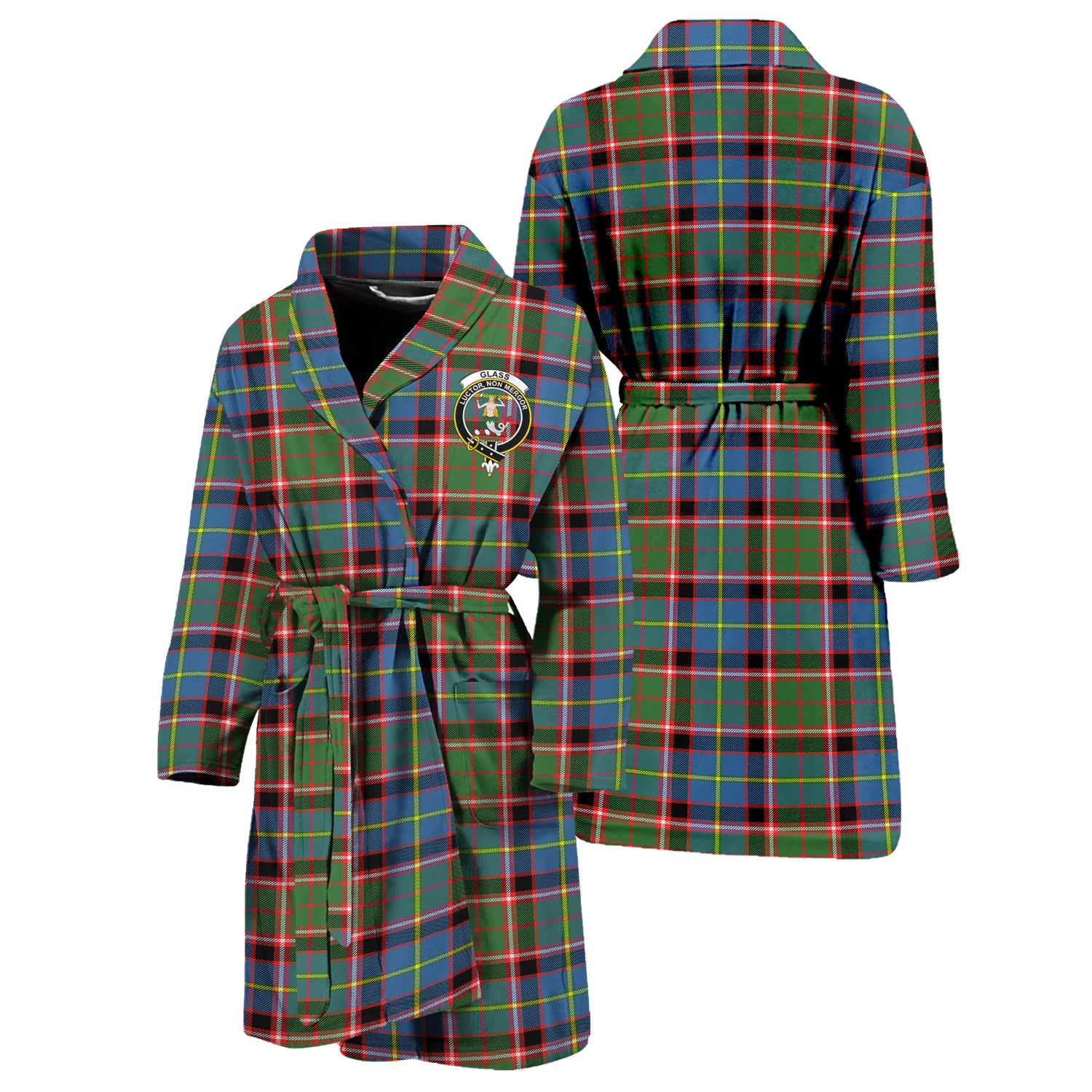 Glass Tartan Bathrobe with Family Crest Unisex S - Tartan Vibes Clothing