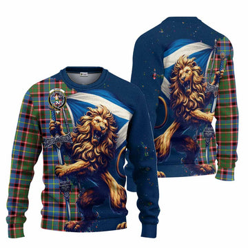 Glass Tartan Family Crest Knitted Sweater with Scottish Majestic Lion Unisex - Tartan Vibes Clothing