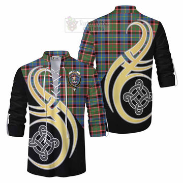 Glass Tartan Ghillie Kilt Shirt with Family Crest and Celtic Symbol Style Men - Tartan Vibes Clothing