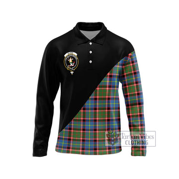 Glass Tartan Long Sleeve Polo Shirt with Family Crest and Military Logo Style Unisex - Tartan Vibes Clothing