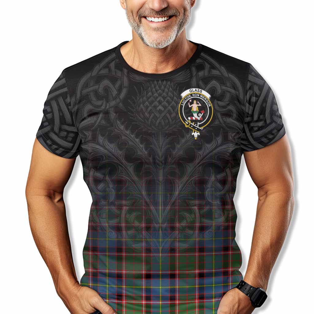 Tartan Vibes Clothing Glass Tartan T-Shirt with Family Crest Celtic Thistle Vibes