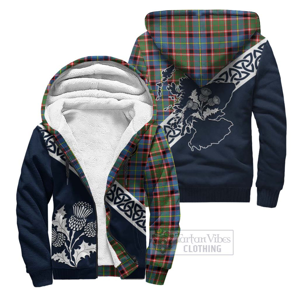 Glass Tartan Sherpa Hoodie Featuring Thistle and Scotland Map Unisex - Tartan Vibes Clothing