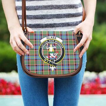 Glass Tartan Saddle Bag with Family Crest One Size 9.05*3.35*7.48 inch - Tartan Vibes Clothing
