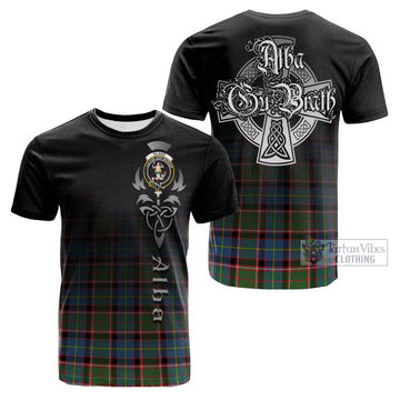Glass Tartan Cotton T-shirt Featuring Alba Gu Brath Family Crest Celtic Inspired
