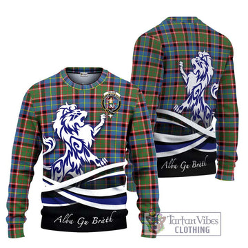 Glass Tartan Ugly Sweater with Alba Gu Brath Regal Lion Emblem Unisex - Tartan Vibes Clothing