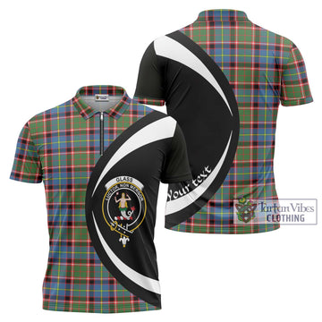 Tartan Vibes Clothing Glass Tartan Zipper Polo Shirt with Family Crest Circle Style