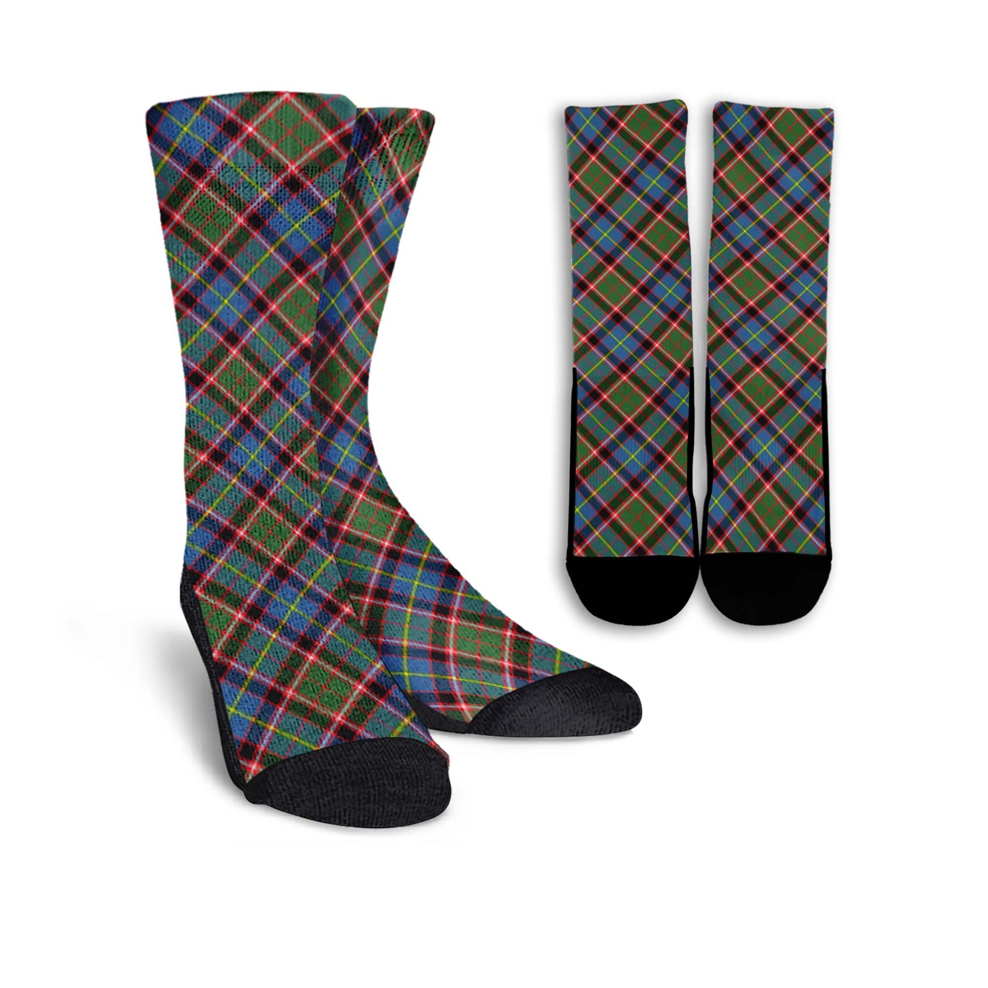 Glass Tartan Crew Socks Cross Style Crew Socks - Tartan Vibes Clothing