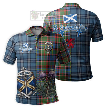Glass Tartan Polo Shirt Happy St. Andrew's Day Half Tartan Style Kid - Tartan Vibes Clothing
