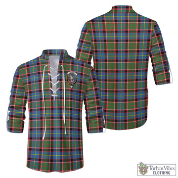 Glass Tartan Men's Scottish Traditional Jacobite Ghillie Kilt Shirt with Family Crest Men - Tartan Vibes Clothing