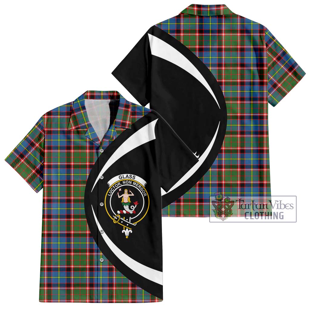 Glass Tartan Short Sleeve Button Up with Family Crest Circle Style Kid - Tartan Vibes Clothing