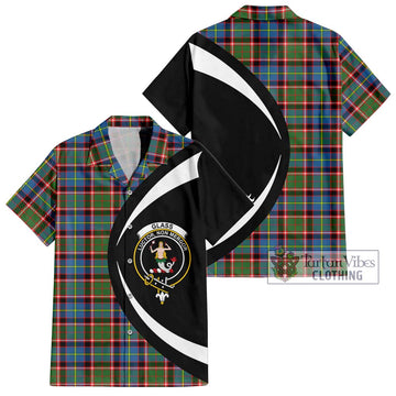Glass Tartan Short Sleeve Button Up with Family Crest Circle Style Kid - Tartan Vibes Clothing