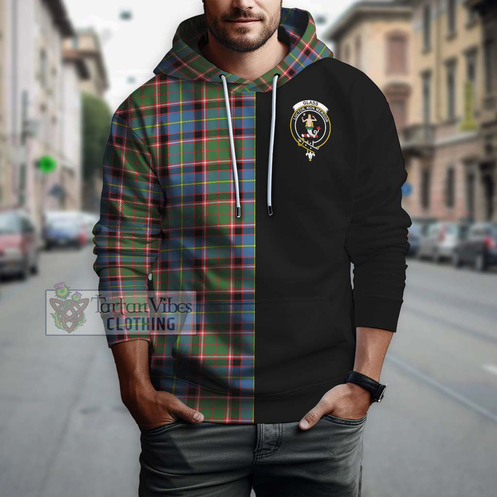 Glass Tartan Hoodie with Family Crest and Half Of Me Style Zip Hoodie - Tartanvibesclothing Shop
