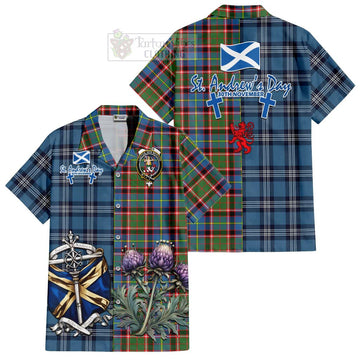 Glass Tartan Hawaiian Shirt Happy St. Andrew's Day Half Tartan Style Kid - Tartan Vibes Clothing