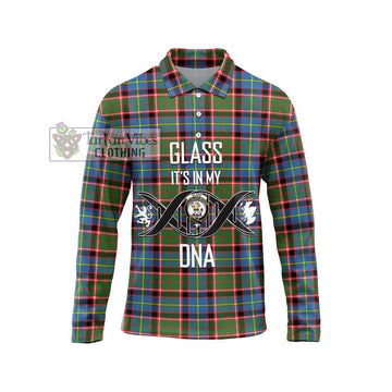 Glass Tartan Long Sleeve Polo Shirt with Family Crest DNA In Me Style Unisex - Tartan Vibes Clothing