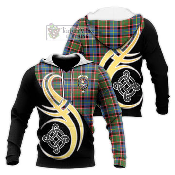 Glass Tartan Knitted Hoodie with Family Crest and Celtic Symbol Style Unisex Knitted Pullover Hoodie - Tartan Vibes Clothing