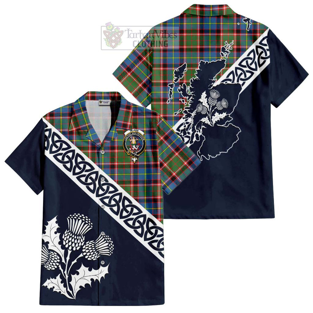Glass Tartan Hawaiian Shirt Featuring Thistle and Scotland Map Kid - Tartan Vibes Clothing