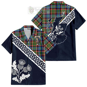 Glass Tartan Hawaiian Shirt Featuring Thistle and Scotland Map Kid - Tartan Vibes Clothing