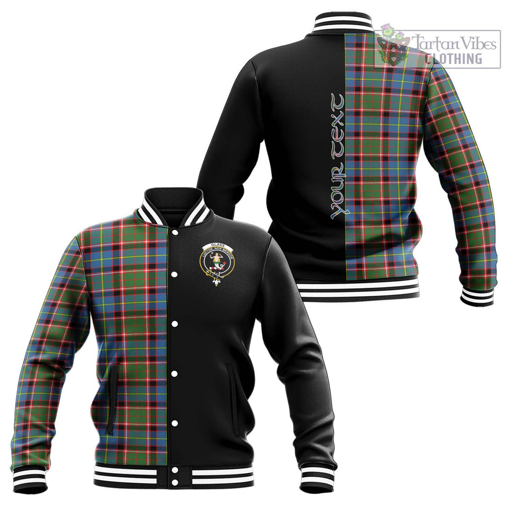 Glass Tartan Baseball Jacket with Family Crest and Half Of Me Style Unisex - Tartanvibesclothing Shop