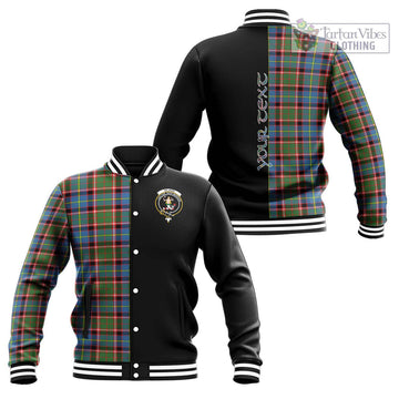 Glass Tartan Baseball Jacket with Family Crest and Half Of Me Style Unisex - Tartanvibesclothing Shop