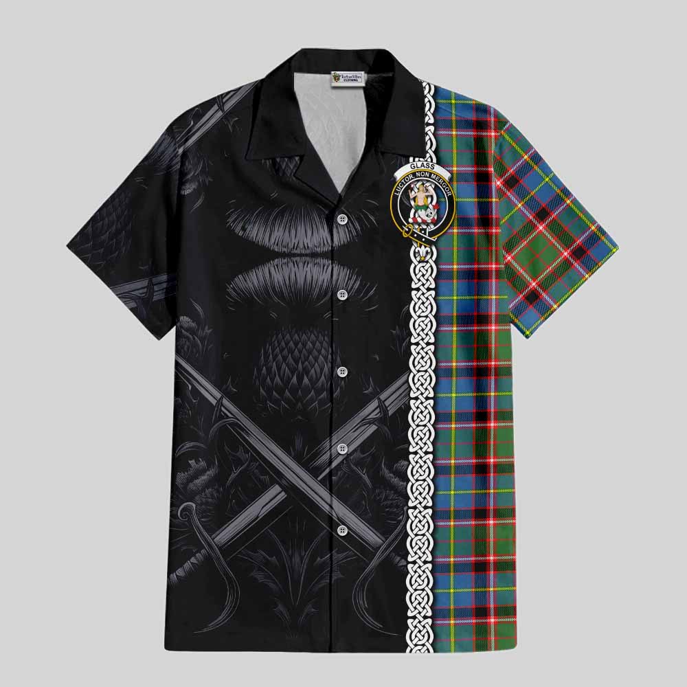 Glass Tartan Hawaiian Shirt with Family Crest Cross Sword Thistle Celtic Vibes Kid - Tartan Vibes Clothing