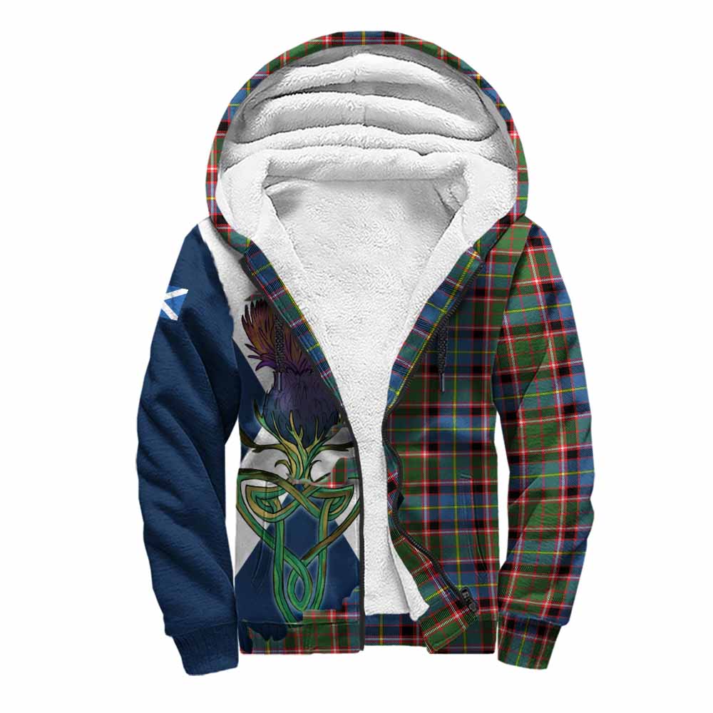 Tartan Vibes Clothing Glass Tartan Family Crest Sherpa Hoodie Scottish Thistle Celtic Inspired