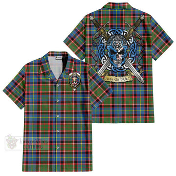 Glass Tartan Hawaiian Shirt with Family Crest Celtic Skull Style Kid - Tartan Vibes Clothing
