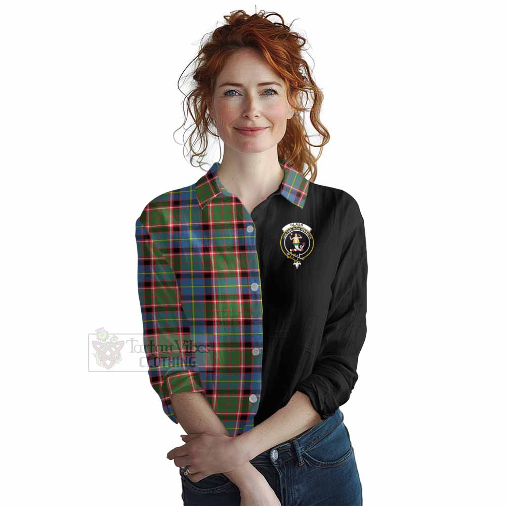 Tartan Vibes Clothing Glass Tartan Women's Casual Shirt with Family Crest and Half Of Me Style
