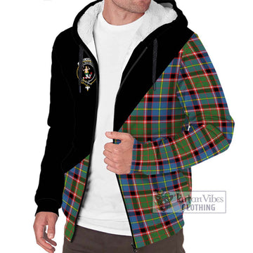 Glass Tartan Sherpa Hoodie with Family Crest and Military Logo Style Unisex S - Tartan Vibes Clothing