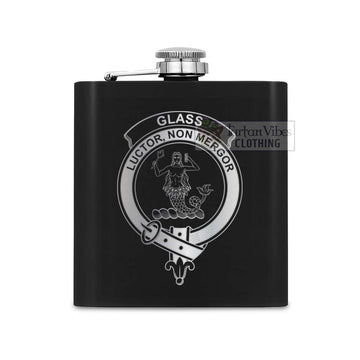 Glass Crest Hip Flask Set 7oz Black Stainless Steel with A Gift Box One Size 7oz - 2D-tartanvibesclothing