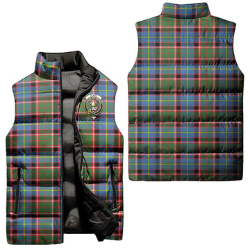 Glass Tartan Sleeveless Puffer Jacket with Family Crest Unisex - Tartan Vibes Clothing