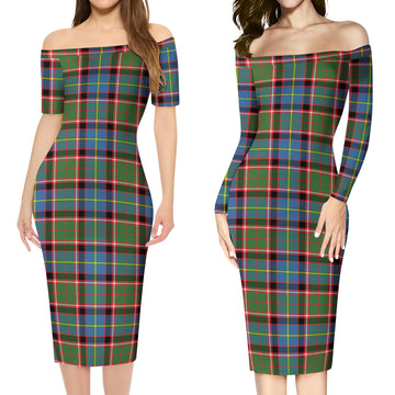 Glass Tartan Off Shoulder Lady Dress Women's Dress - Tartan Vibes Clothing