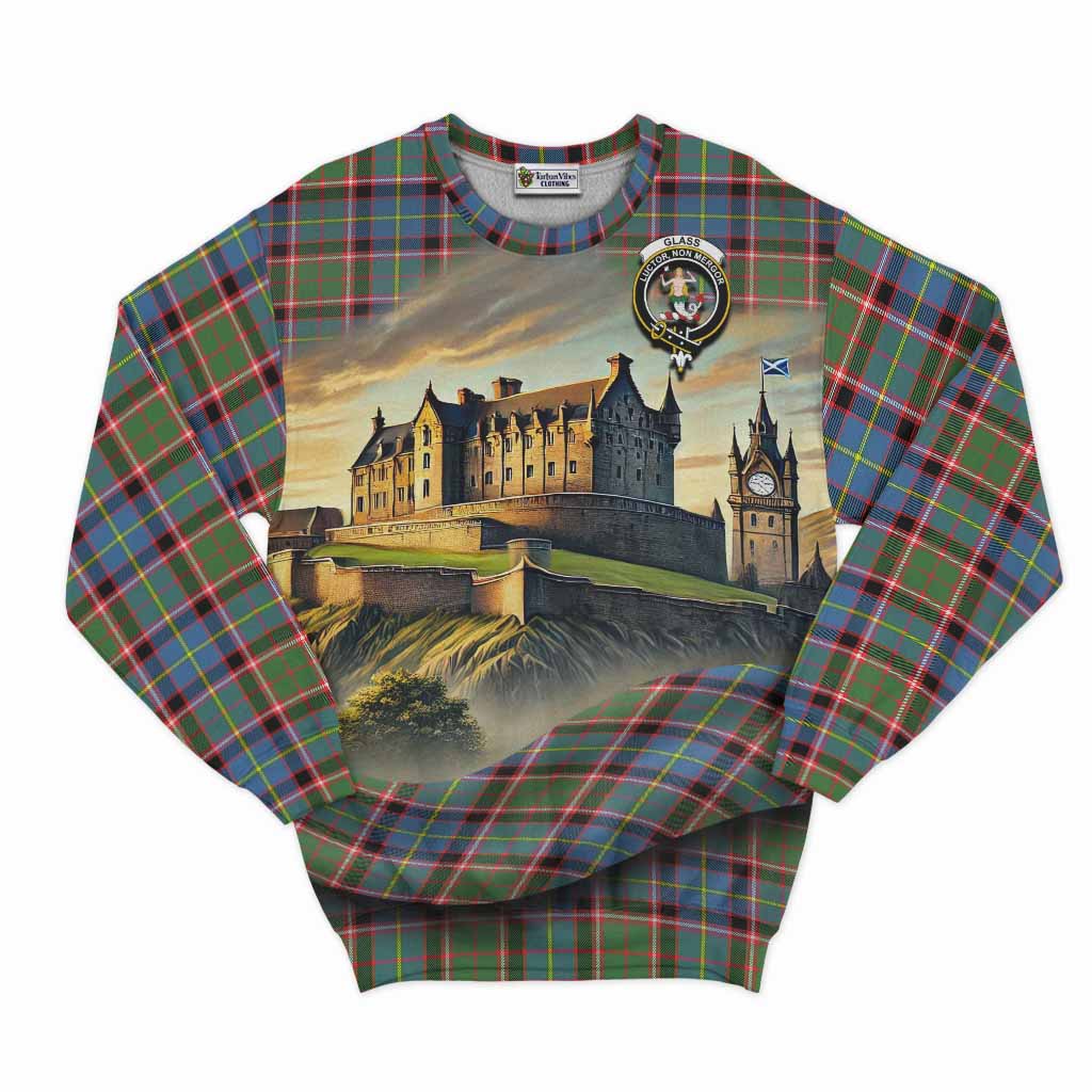 Glass Tartan Family Crest Sweatshirt with Scottish Ancient Castle Style Unisex - Tartan Vibes Clothing