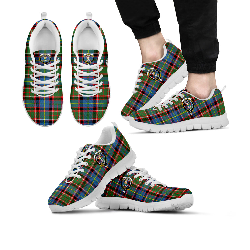 Glass Tartan Sneakers with Family Crest Kid's Sneakers - Tartan Vibes Clothing