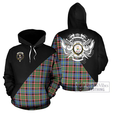 Glass Tartan Hoodie with Family Crest and Military Logo Style Zip Hoodie - Tartan Vibes Clothing
