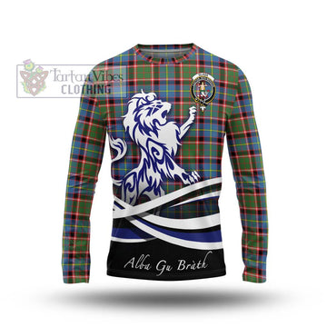 Glass Tartan Long Sleeve T-Shirt with Alba Gu Brath Regal Lion Emblem Unisex - Tartan Vibes Clothing