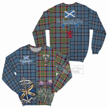 Glass Tartan Sweatshirt Happy St. Andrew's Day Half Tartan Style Unisex - Tartan Vibes Clothing