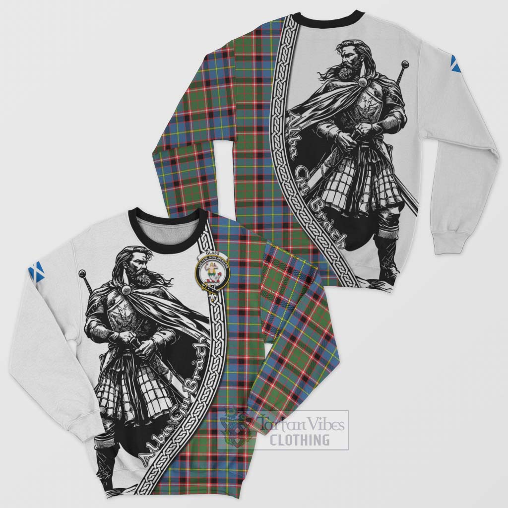 Glass Tartan Clan Crest Sweatshirt with Highlander Warrior Celtic Style Unisex - Tartan Vibes Clothing