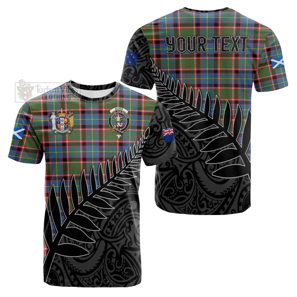 Tartan Vibes Clothing Glass Crest Tartan Cotton T-shirt with New Zealand Silver Fern Half Style