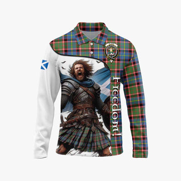 Glass Crest Tartan Long Sleeve Polo Shirt Inspired by the Freedom of Scottish Warrior Unisex - Tartan Vibes Clothing