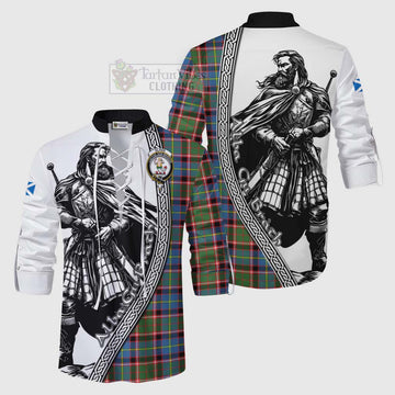 Glass Tartan Clan Crest Ghillie Kilt Shirt with Highlander Warrior Celtic Style Men - Tartan Vibes Clothing