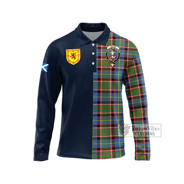 Glass Tartan Long Sleeve Polo Shirt Alba with Scottish Lion Royal Arm Half Style Unisex - Tartan Vibes Clothing