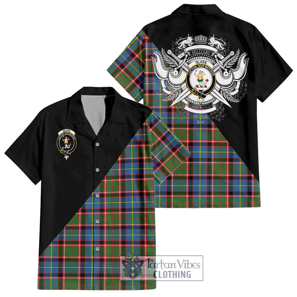Glass Tartan Hawaiian Shirt with Family Crest and Military Logo Style Kid - Tartan Vibes Clothing