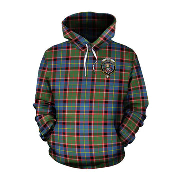 Glass Tartan Cotton Hoodie with Family Crest and Bearded Skull Holding Bottles of Whiskey Pullover Hoodie XS - Tartan Vibes Clothing