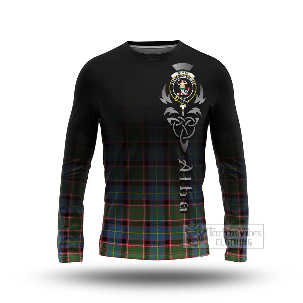 Glass Tartan Long Sleeve T-Shirt Featuring Alba Gu Brath Family Crest Celtic Inspired Unisex - Tartan Vibes Clothing