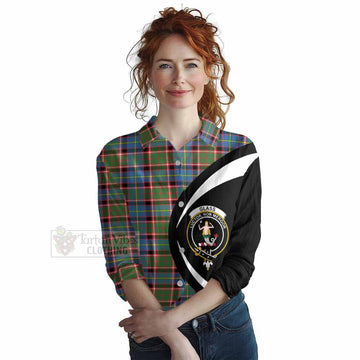 Tartan Vibes Clothing Glass Tartan Women's Casual Shirt with Family Crest Circle Style