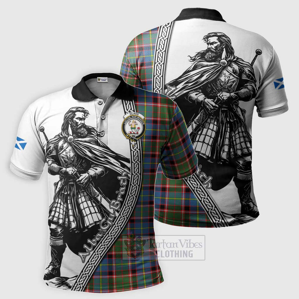 Glass Tartan Clan Crest Polo Shirt with Highlander Warrior Celtic Style Kid - Tartan Vibes Clothing