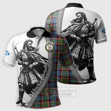 Glass Tartan Clan Crest Polo Shirt with Highlander Warrior Celtic Style Kid - Tartan Vibes Clothing