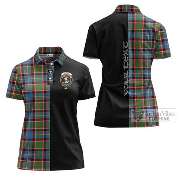Glass Tartan Women's Polo Shirt with Family Crest and Half Of Me Style Women - Tartanvibesclothing Shop