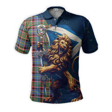 Glass Tartan Family Crest Men's Polo Shirt with Scottish Majestic Lion Kid - Tartan Vibes Clothing
